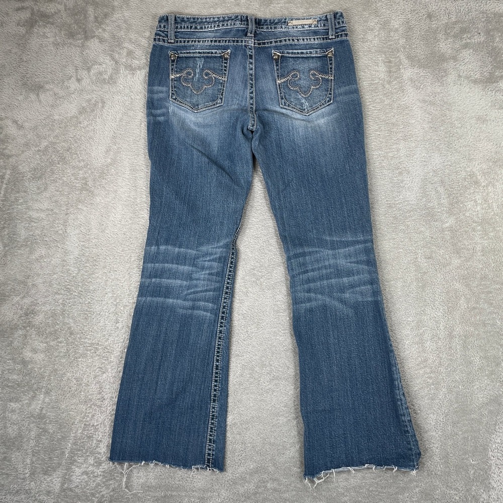 Rock Republic for Express Jeans Womens 12L Blue Bootcut Raw Hem‎ Y2K Boho